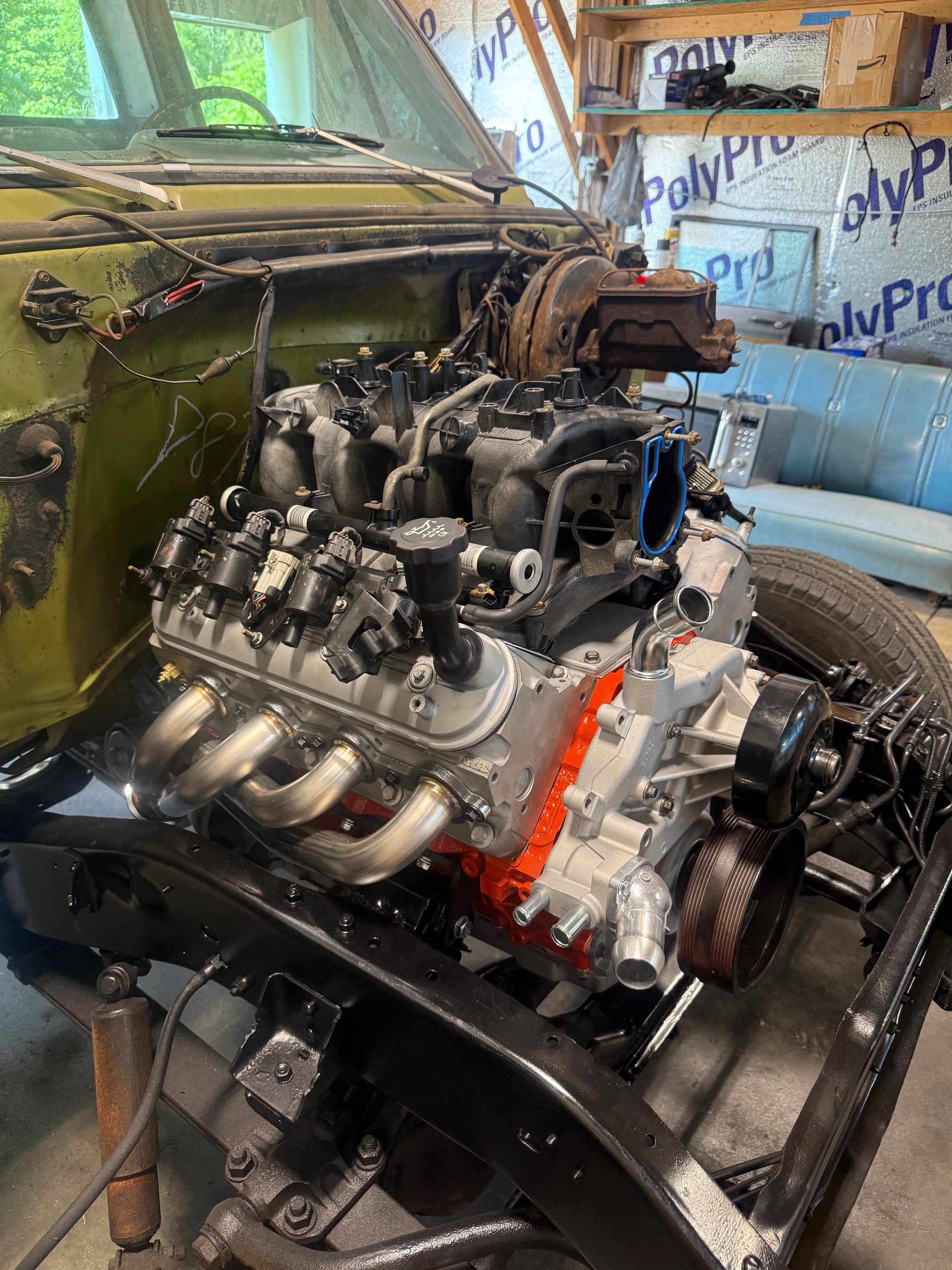 Powertrain upgrade work underway on a classic truck